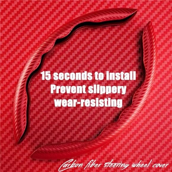 Steering Wheel Cover,Carbon Fiber Car Steering Wheel Cover with Non-Slip Lining - Picture 4 of 7
